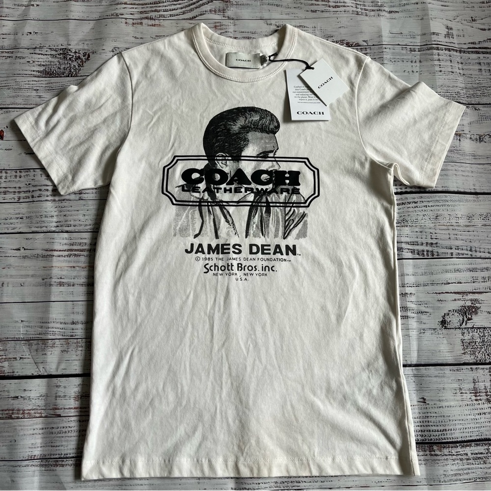 Coach James Dean Schott T Shirt Unisex XS Vintage Ivory Organic Cotton RARE NWT